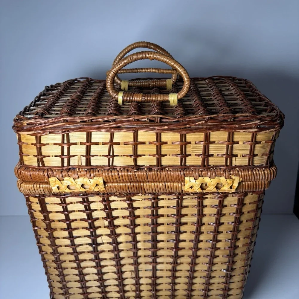 Pierre Cardin Polished Wicker Picnic Basket Vintage 1994  7.5 in x‎ 13 in